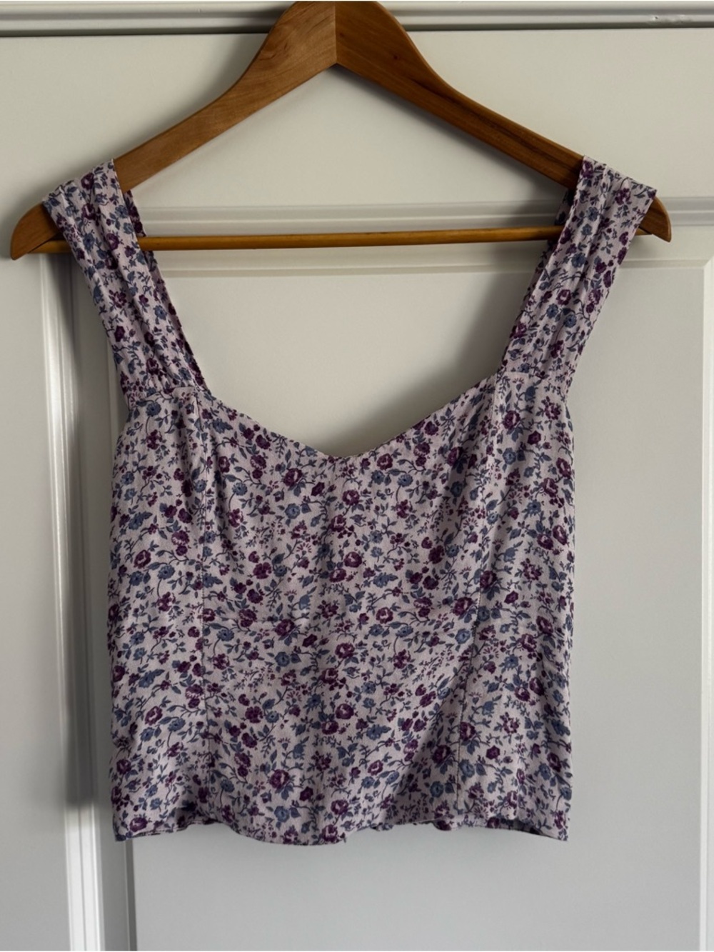 Reformation Floral Corset Crop Top Sz 2 Purple Blue Cottagecore